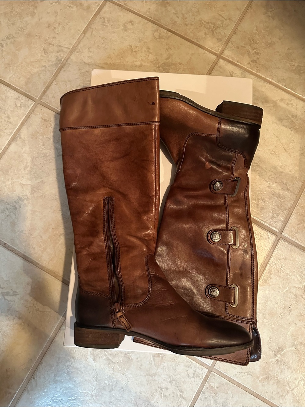 Old Navy Brown Leather Knee-High Riding Boots